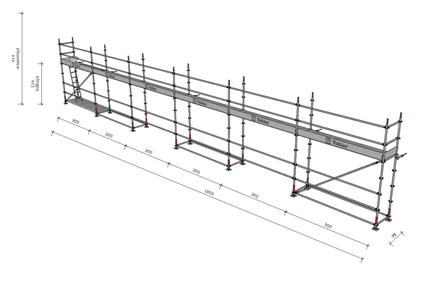 Modulställning stål 18x4m - Tobler